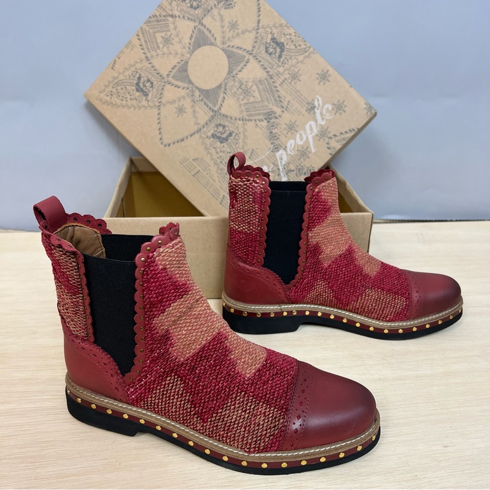 Free People leather textile atlas chelsey shoes boots boho hippie